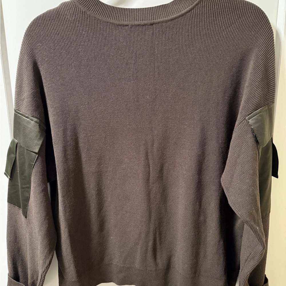Parker Cargo Sleeve V Neck Sweater Deep Olive Khaki  Large Utility Military - Picture 6 of 10